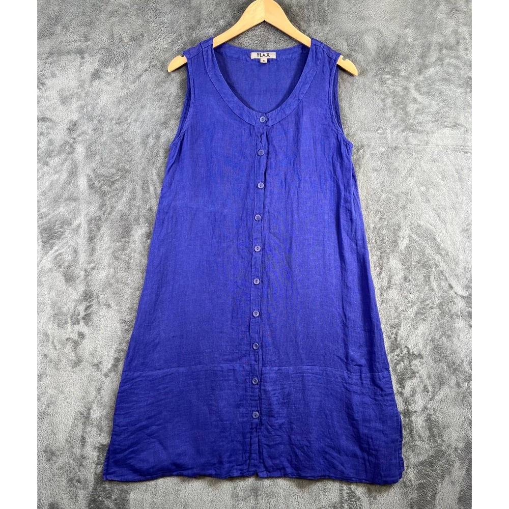 Flax Midi Sun Dress Small Purple Linen Cotton Lagen Coastal Grandma Boho